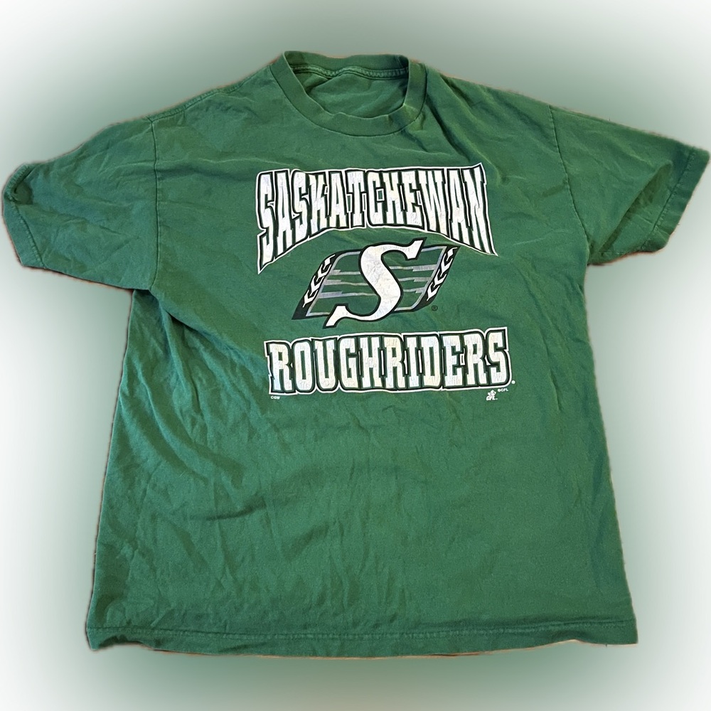 Vintage Saskatchewan Roughriders CFL Green Tee - Size Large